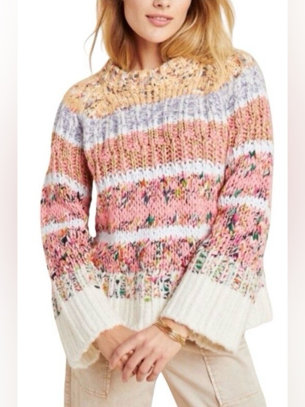 Anthropologie By Anthropologie Kahlo
Striped Sweater Coral Cream